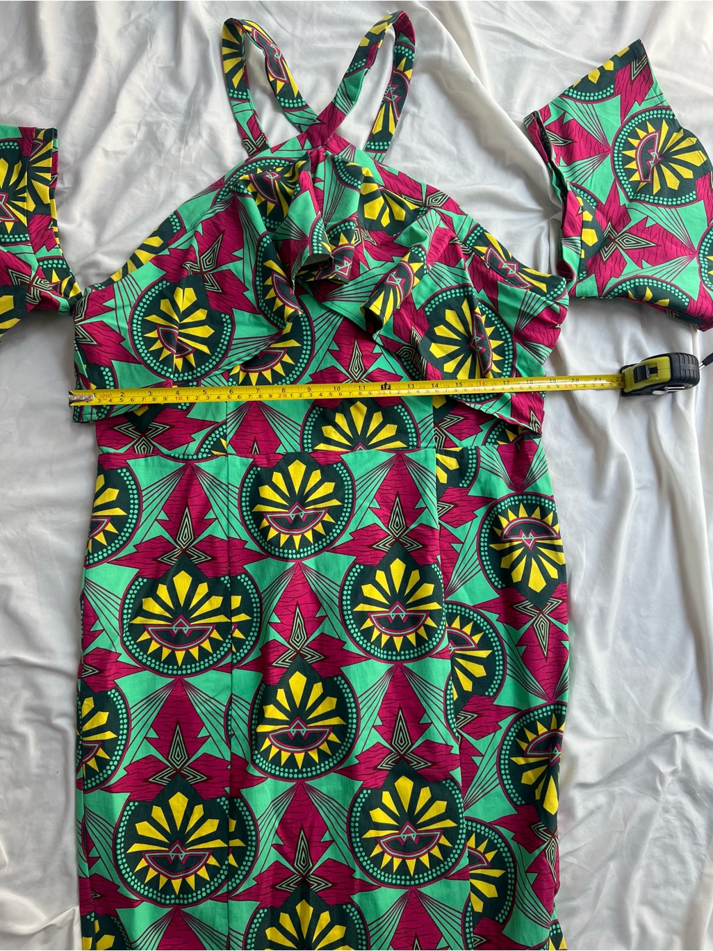 Nwot Diyanu' Printed Cold-Shoulder Cocktail Dress In Teal, Fuchsia & Yellow — image 2 of 6